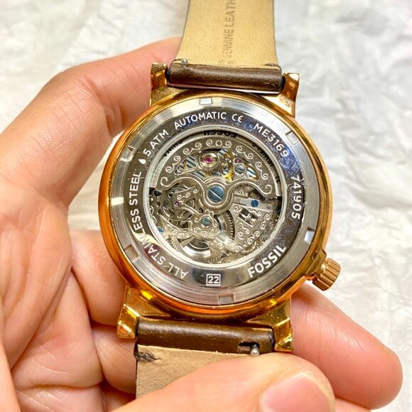 Fossil ME3169 Barstow Automatic Brown Leather Watch - Picture 3 of 7